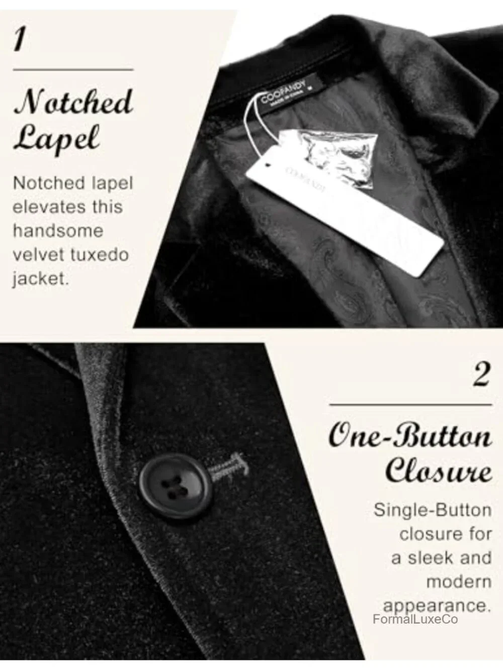 Men's Velvet Blazer Notched Lapel Suit Jacket One Button Tuxedo Party
